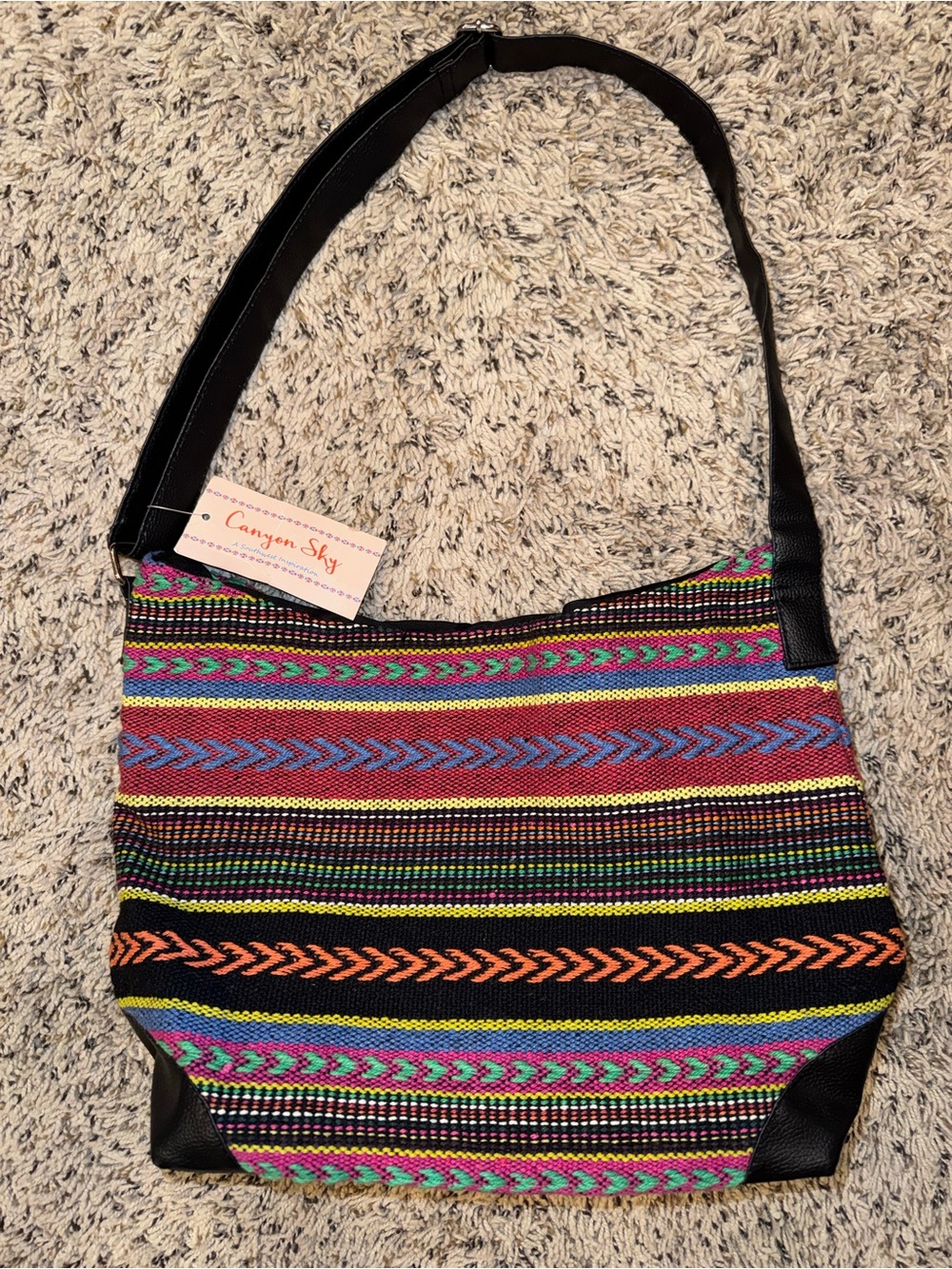 Canyon Sky Multicolor Woven Striped Shoulder Bag